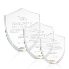 Jewell Shield Gold Unique Acrylic Trophy - Employee Awards