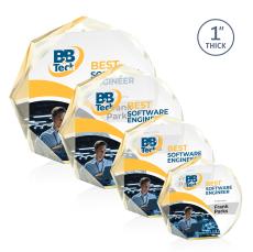 Montalvo Full Color Gold Polygon Acrylic Trophy - Acrylic Trophies