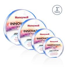 Smart Full Color Blue Circle Acrylic Trophy - Acrylic Trophies