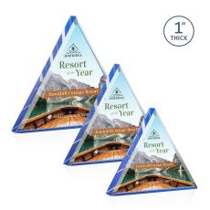 Moran Full Color Blue Pyramid Acrylic Trophy - Custom Trophies