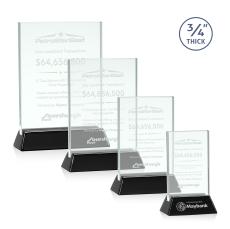 Paris Jade/Black (Vert) Rectangle Glass Trophy - Glass Trophies