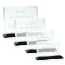 Salgado Jade/Black (Horiz) Rectangle Glass Trophy - Glass Trophies