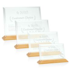 Salgado Jade/Bamboo (Horiz) Rectangle Glass Trophy - Glass Trophies