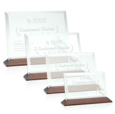 Salgado Jade/Walnut (Horiz) Rectangle Glass Trophy - Glass Trophies