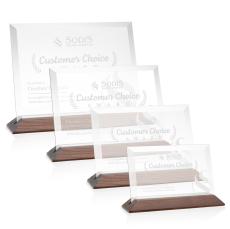 Salgado Starfire/Walnut (Horiz) Rectangle Crystal Trophy - Crystal Trophies