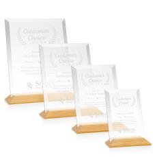Salgado Starfire/Bamboo (Vert) Rectangle Wood Trophy - Crystal Trophies