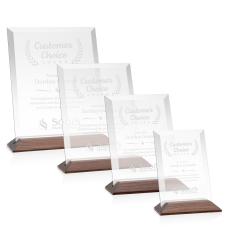 Salgado Starfire/Walnut (Vert) Rectangle Crystal Trophy - Crystal Trophies
