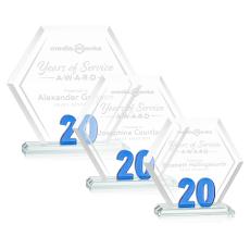 Riviera Anniversary No 20 Blue Polygon Crystal Trophy - Crystal Trophies