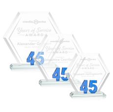 Riviera Anniversary No 45 Blue Polygon Crystal Trophy - Crystal Trophies