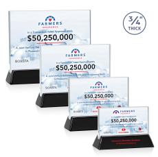 Paris Full Color Starfire/Black (Horiz) Rectangle Crystal Trophy - Custom Trophies