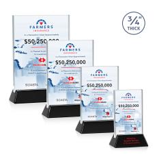 Paris Full Color Starfire/Black (Vert) Rectangle Crystal Trophy - Custom Trophies