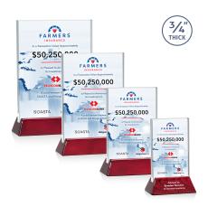 Paris Full Color Starfire /Rosewood (Vert) Rectangle Crystal Trophy - Custom Trophies