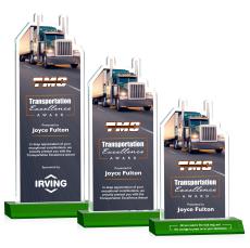 Longhaul Full Color Green Unique Crystal Trophy - Custom Trophies