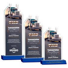 Longhaul Full Color Blue Unique Crystal Trophy - Custom Trophies