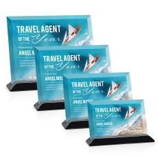 Salgado Full Color Starfire/Black (Horiz) Rectangle Crystal Trophy - Crystal Trophies