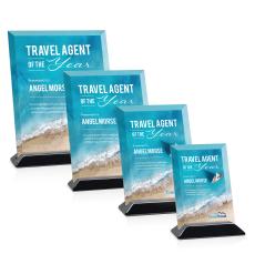 Salgado Full Color Starfire/Black (Vert) Rectangle Crystal Trophy - Crystal Trophies