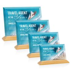 Salgado Full Color Starfire/Bamboo (Horiz) Rectangle Wood Trophy - Crystal Trophies