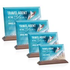 Salgado Full Color Starfire/Walnut (Horiz) Rectangle Crystal Trophy - Crystal Trophies