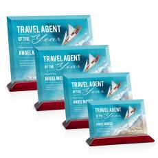 Salgado Full Color Starfire/Rosewood (Horiz) Rectangle Crystal Trophy - Crystal Trophies