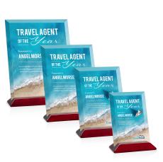 Salgado Full Color Starfire/Rosewood (Vert) Rectangle Crystal Trophy - Crystal Trophies