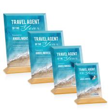 Salgado Full Color Starfire/Bamboo (Vert) Rectangle Wood Trophy - Crystal Trophies