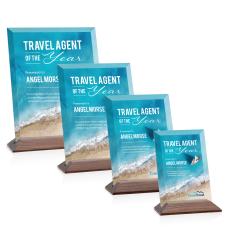 Salgado Full Color Starfire/Walnut (Vert) Rectangle Crystal Trophy - Crystal Trophies