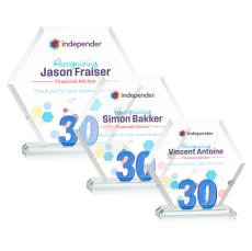Riviera Anniversary Full Color No 30 Blue Polygon Crystal Trophy - Custom Trophies