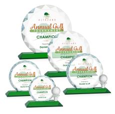 Serna Full Color Green Circle Crystal Trophy - Crystal Globe Awards