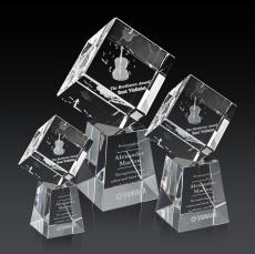 Klein 3D Square / Cube on Medium Base Crystal Trophy - Crystal Trophies