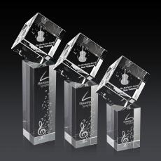 Klein 3D Square / Cube on Yoder Base Crystal Trophy - Crystal Trophies