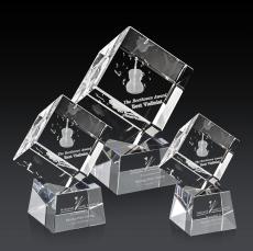 Klein 3D on Small Base Clear Square / Cube Crystal Trophy - Crystal Trophies