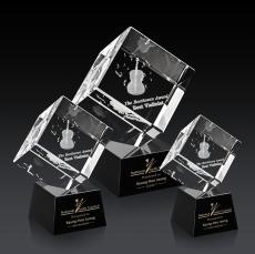 Klein 3D on Small Base Black Square / Cube Crystal Trophy - Crystal Trophies