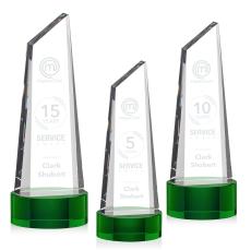 Keene Tower on Base - Green - Crystal Trophies