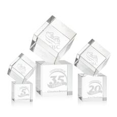 Klein Square / Cube on Square Base Crystal Trophy - Crystal Trophies