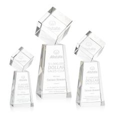 Klein Square / Cube on Tall Base Crystal Trophy - Crystal Trophies
