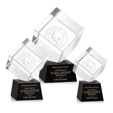 Klein on Small Base Black Square / Cube Crystal Trophy - Crystal Trophies