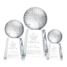 Golf Ball Globe on Medium Base Crystal Trophy - Trophies