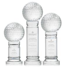 Golf Ball Globe on Pedestal Base Crystal Trophy - Trophies
