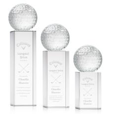Golf Ball Globe on Yoder Base Crystal Trophy - Crystal Golf Trophies