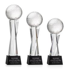 Golf Ball on Saldana Base Black Globe Crystal Trophy - Trophies