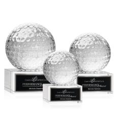 Golf Ball Globe on Plated Base Crystal Trophy - Trophies