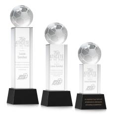 Soccer Ball on Belcroft Base Black Globe Crystal Trophy - Trophies