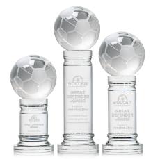 Soccer Ball Globe on Pedestal Base Crystal Trophy - Trophies