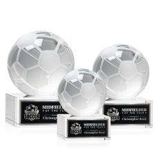 Soccer Ball Globe on Plated Base Crystal Trophy - Trophies