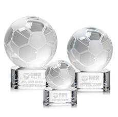 Soccer Ball Globe on Half Round Base Crystal Trophy - Trophies