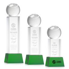 Tennis Ball on Belcroft Base Green Globe Crystal Trophy - Trophies