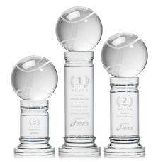 Tennis Ball Globe on Pedestal Base Crystal Trophy - Trophies