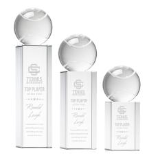 Tennis Ball Globe on Yoder Base Crystal Trophy - Trophies