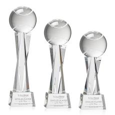 Tennis Ball on Saldana Base Clear Globe Crystal Trophy - Crystal Trophies
