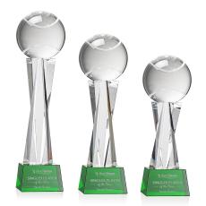 Tennis Ball on Saldana Base Green Globe Crystal Trophy - Crystal Trophies